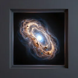 Photorealistic Hubble photo in centered window, octane render, HD, volumetric lighting, high details