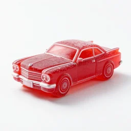 red sour candy in the shape of cadillacs, crispy exterior