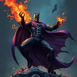 batman putting the joker on fire, trending on artstation, hiroaki tsutsumi style