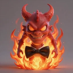 doom demon giger portrait, fire and flame, bowtie, Pixar style, by Tristan Eaton Stanley Artgerm and Tom Bagshaw.