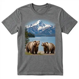 souvenir, big bear lake California themed, t-shirt design, t-shirt photography, bears, mountains, lakes, trees