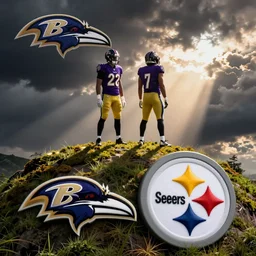 baltimore ravens standing on top of pittsburg steelers