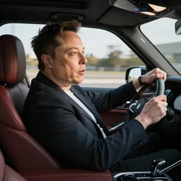Elon Musk driving a BMW car