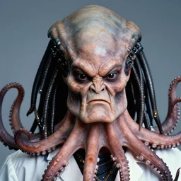 3 0 0 0 ( dr. john a. zoidberg ), doctor with octopus tenticles face portrait photography feroflex, inspired by predator photorealistic studio lighting ektachrome detailed intricate face details, ultradetails, beautiful face, realistic shaded perfect face, extremely fine details, artstation