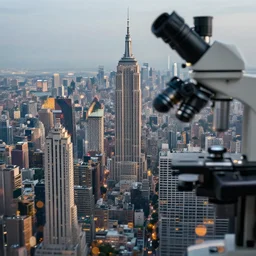 an electron microscope image of a sprawling mega city, bokeh, high detail