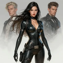 striking character concept art, latex superspy, woman, long hair, ultra detailed, art by j. scott campbell and andy hartnell, digital art, trending on artstation