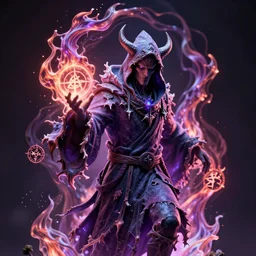 A necromancer pulsing with necrotic energy, Art by Shintaro Kago, power auras, sigils, tattered cloth robes, substance 3d painter, PBR textures, Physical based rendering, cinematic, hyper realism, high detail, octane render, unreal engine, 8k, Vibrant colors, Smooth gradients, High contrast, depth of field, aperture f2.8