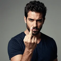 portrait of Adrian Lima giving the middle finger, photo realistic, by Terry Richardson, digital art, artstation