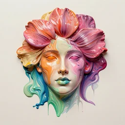 flower portrait made out of liquid paint