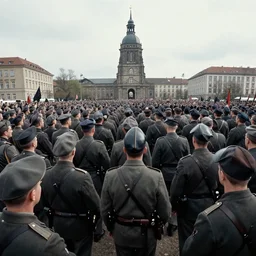 gopro footage of a nuremburg rally, panoramic colour, circa 1 9 4 2