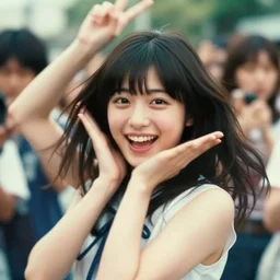 1 9 8 0 s, unbelievably beautiful, perfect, dynamic, epic, cinematic 8 k hd movie shot of semi - close - up japanese beautiful cute young j - pop idols actress girl, she is expressing joy and posing. by a chinese movie director. motion, vfx, inspirational arthouse, high budget, hollywood style, at behance, at netflix, with instagram filters, photoshop, adobe lightroom, adobe after effects, taken with polaroid kodak portra