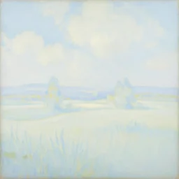 loose painting of a beautiful peaceful whimsical landscape, overexposed, pale blue pastel colors, influenced by art nouveau, by john duval and sargent