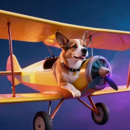 photorealistic dog piloting a biplane. hyperdetailed photorealism, 1 0 8 megapixels, amazing depth, glowing rich colors, powerful imagery, psychedelic overtones, 3 d finalrender, 3 d shading, cinematic lighting, artstation concept art