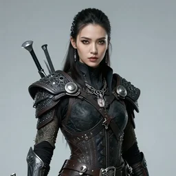 beautiful cyborg viking. cyberpunk dark fantasy girl character portrait, concept art futuristic norse, intricate details, highly detailed photorealistic portrait in the style of adam hughes, seseon yoon, artgerm and warren louw