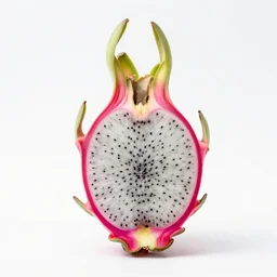 iridescent dragonfruit, 8k product photo, isolated on a pure white background, centered, entire object in frame, sharp focus, soft studio lighting