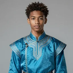 young jaden smith as ancient libu, cyan tunic, broas collar, intricate, elegant, highly detailed, digital painting, artstation, concept art, smooth, sharp focus, illustration, orientalism, bouguereau, rutkowski, mucha