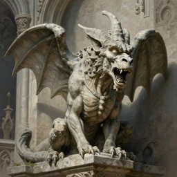 a detailed portrait gargoyle guardian in stone, by greg rutkowski and justin gerard, digital art, monstrous, art nouveau, baroque style, realistic painting, very detailed, fantasy, dnd, character design, trending on artstation