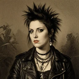 beautiful modern punk rock woman portrait by Edgar Maxence and Gustave Doré