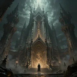 old gothic cthulhu temple in r'lyeh by beeple and makoto sinkai matte painting, dynamic lighting, ultrarealistic, cinematic, octane render, trending on artstation, 8 k