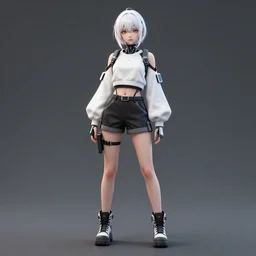 anime keyshot of a girl with white hair as a cyborg, streetwear, techwear, full body, detailed portrait, intricate complexity, by takato yomamoto, greg rutkowski, james gilleard, atey ghailan, artgerm, ross tran, conrad roset, ilya kuvshinov