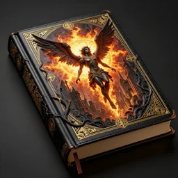 by barthel bruyn the elder and senior character artist, visually stunning, cinematic, ultra realistic, hyper realism, 1 2 k, epic, octane render, unreal engine, vfx, maya, this book seems to be made of black leather, veins are vines, icarus loved the sun too fiercely to care that he would burn, occult city, and is adorned with intricate golden patterns