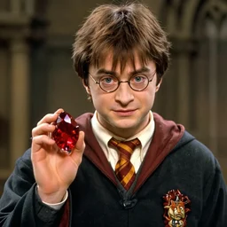 harry is holding a red shining stone, harry potter and the philosopher's stone ( 1 9 9 7 ) book cover design, by van gogh, book title visible