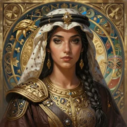 a portrait of a  anthropomorphic an acient arabi warrior goddess,  D&D, fantasy, intricate, highly detailed, digital painting, artstation, concept art, smooth, sharp focus, illustration, art by artgerm and greg rutkowski and alphonse mucha