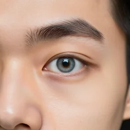 Portrait photo of an unbrushed man without nose and without mouth, but with one bright enormous eye in the center, high quality photo, 25mm