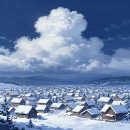 1 8 5 0, little west village in snowy night, beautiful cloud, quiet, anime background, illustration, sharp focus, intricate, smooth, super wide angle, trending on artstation, trending on deviantart