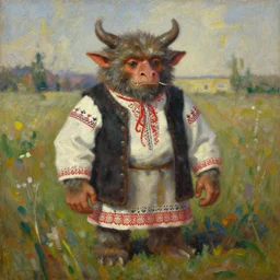 oil impressionism painting of folk legend creature by wiktor stribog