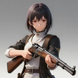 A girl holding a musket, super detailed, 4k, anime art style