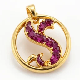 ornate gold ouroboros ruby jewelry macro product photo
