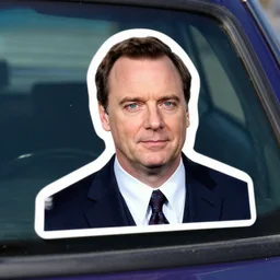 Michael Scott as a sticker on a car window