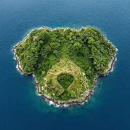 a naturalistic bbc picture an island with the shape of a dog face