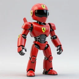 Tokusatsu character based on Ferrari, red mechanical body, chest plate with Ferrari logo, stylized motorcycle helmet | unreal engine | 3D model
