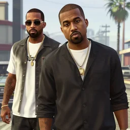 realistic still of kanye west as cj in gta san andreas,, amazing details, 8 k, 8 5 mm, f. 1 4, beautiful composition