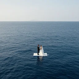 wedding in the middle of the ocean with no rafts