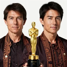 tom cruise wearing traditional Bali dress, perfect faces, award winning photography