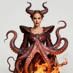 queen of hell portrait of natalie portman, fire and flame, big long hell serpent octopus, Pixar style, by Tristan Eaton Stanley Artgerm and Wayne Barlowe and Tom Bagshaw and Boris Vallejo.