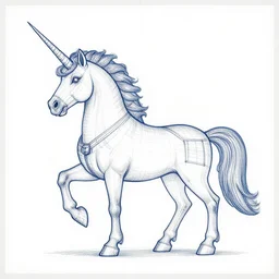 military blueprint of a unicorn