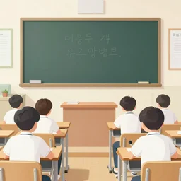 illustration of a korean classroom