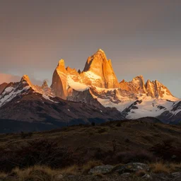 award - winning landscape photography, nature photography, photograph of golden hour sunset, patagonia, golden ratio, composition, phaseone, captureone, color graded
