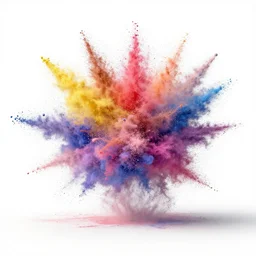 extremely realistic color powder explosion on white floor, white background, 3 d, particles, sidefx, vfx