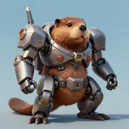 a beautiful illustration of am anthropomorphic beaver piloting a mech | unreal engine:.3