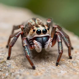 a cute jumping spider, by pixar, macro lens, iridescent, 4 k, highly detailed - s 1 2 8 8 9 3 6 5 1 1