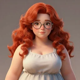 highly detailed, digital art, pixiv fanbox, trending on artstation, ray tracing, volumetric lighting, sharp focus, hq, fallout 4 style character, a portrait of a cute sexy chubby redhead girl with soft curl long hair and glasses, wearing a sundress, chubby, by artgerm, wlop, greg rutkowski, miyazaki hayao