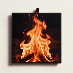 a patch of a retro minimalist clean fire flames square