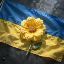 concept art of ukraine flag with flower
