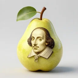 face of william shakespeare engraved on a pear!!! fruit, octane render, 4 k, deviantart