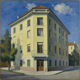 a painting of a smiljan radic building by giorgio de chirico